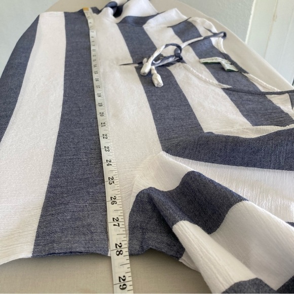 Y2K Palm Island Women’s 3X Nautical Blue & White Stripe Dress Midi 3/4 Sleeve - Picture 5 of 9